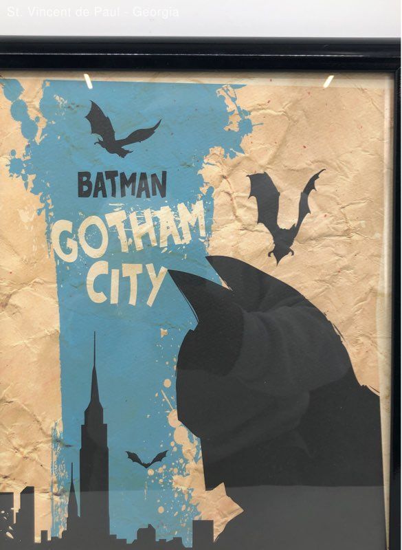 Dc Universe Gotham City Batman Framed Poster Print Great Condition 12 X 18