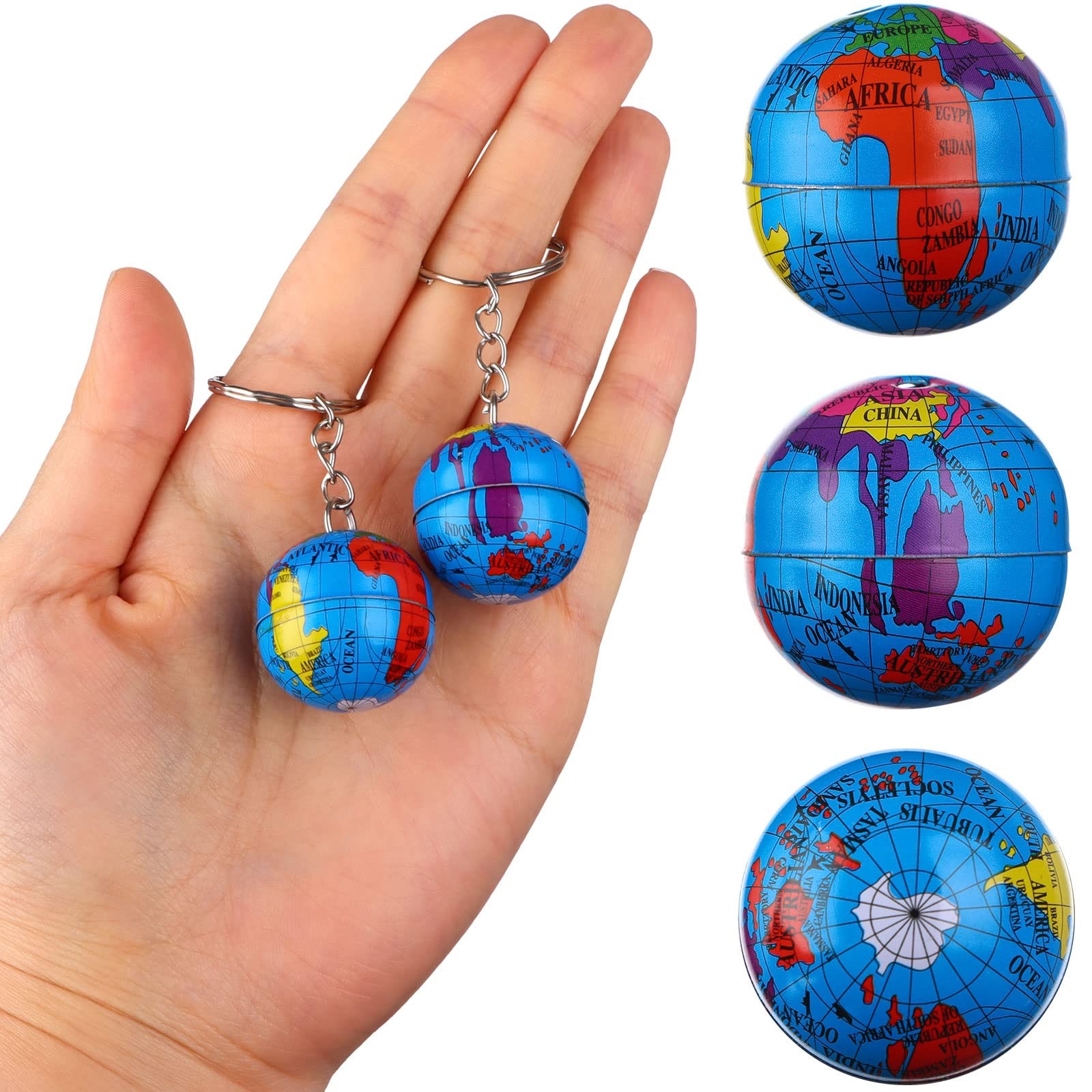 1″ Globe Keychains Earth Globe Key Chains Mini Backpack Hook for Travelers