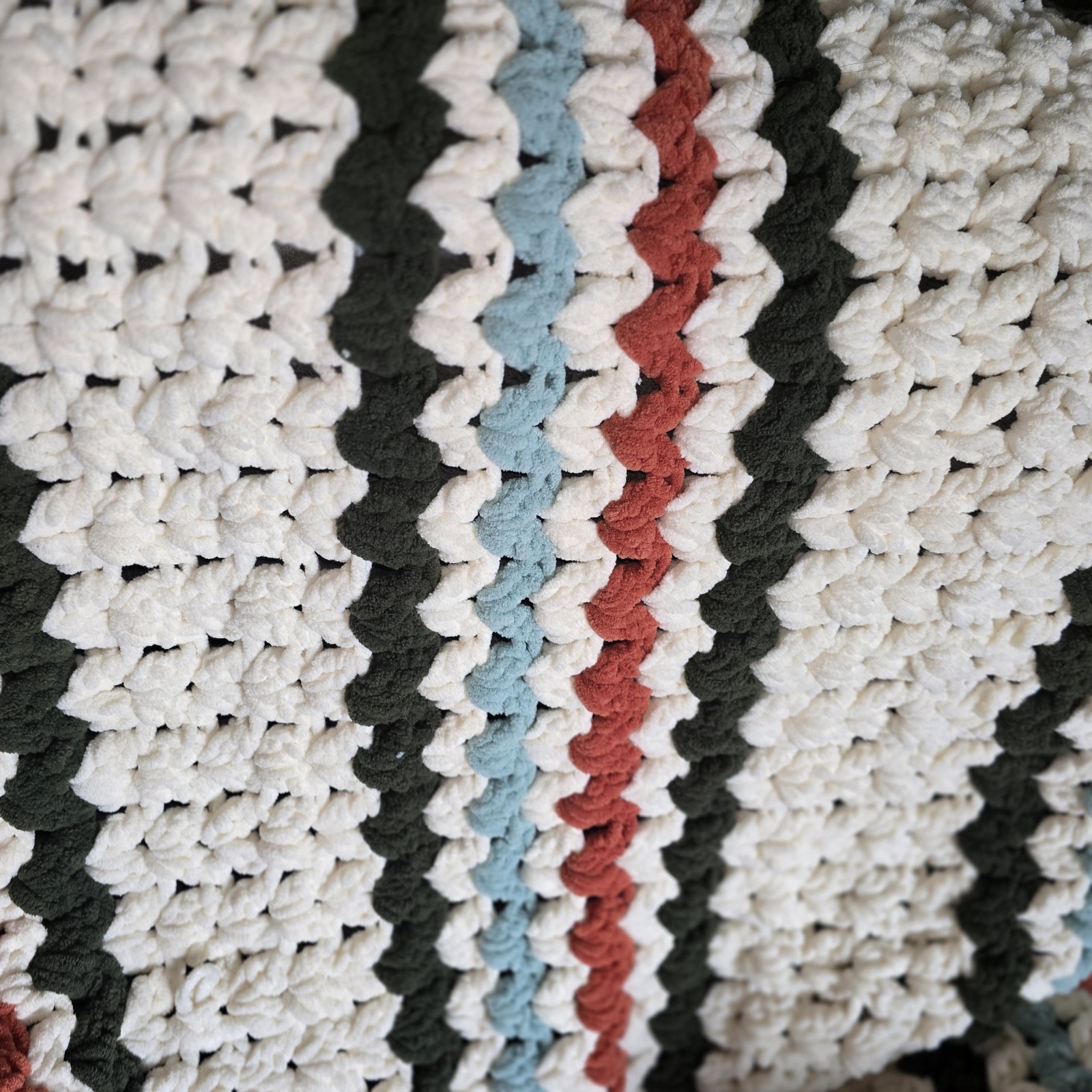 Fall Bernat Chunky Yarn Blanket 70in X 48in