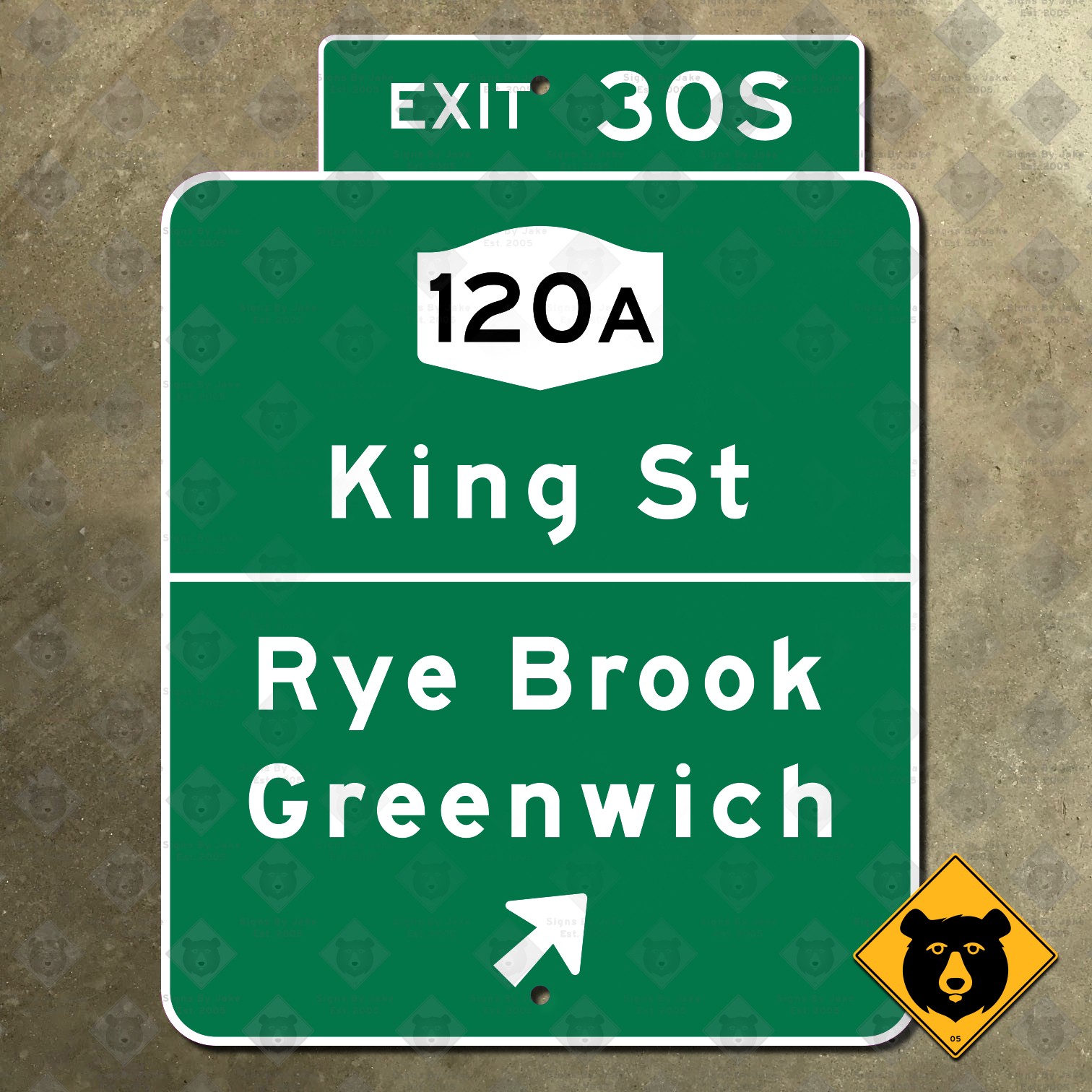New York Hutchinson River Parkway Rye Brook Greenwich highway road sign 20×15
