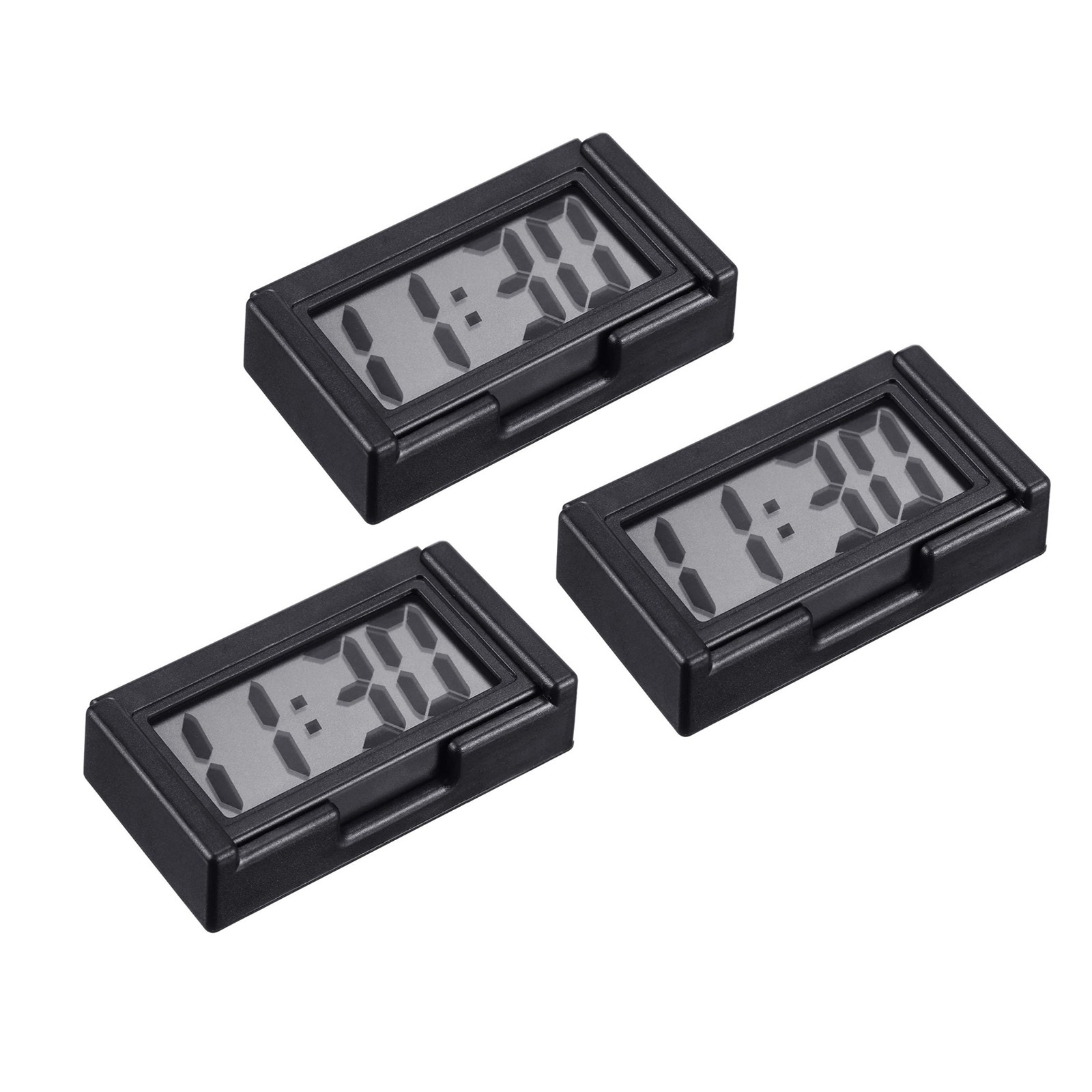 3PC Portable Mini Digital Clock Small Adhesive Stick On Battery Operated LCD New