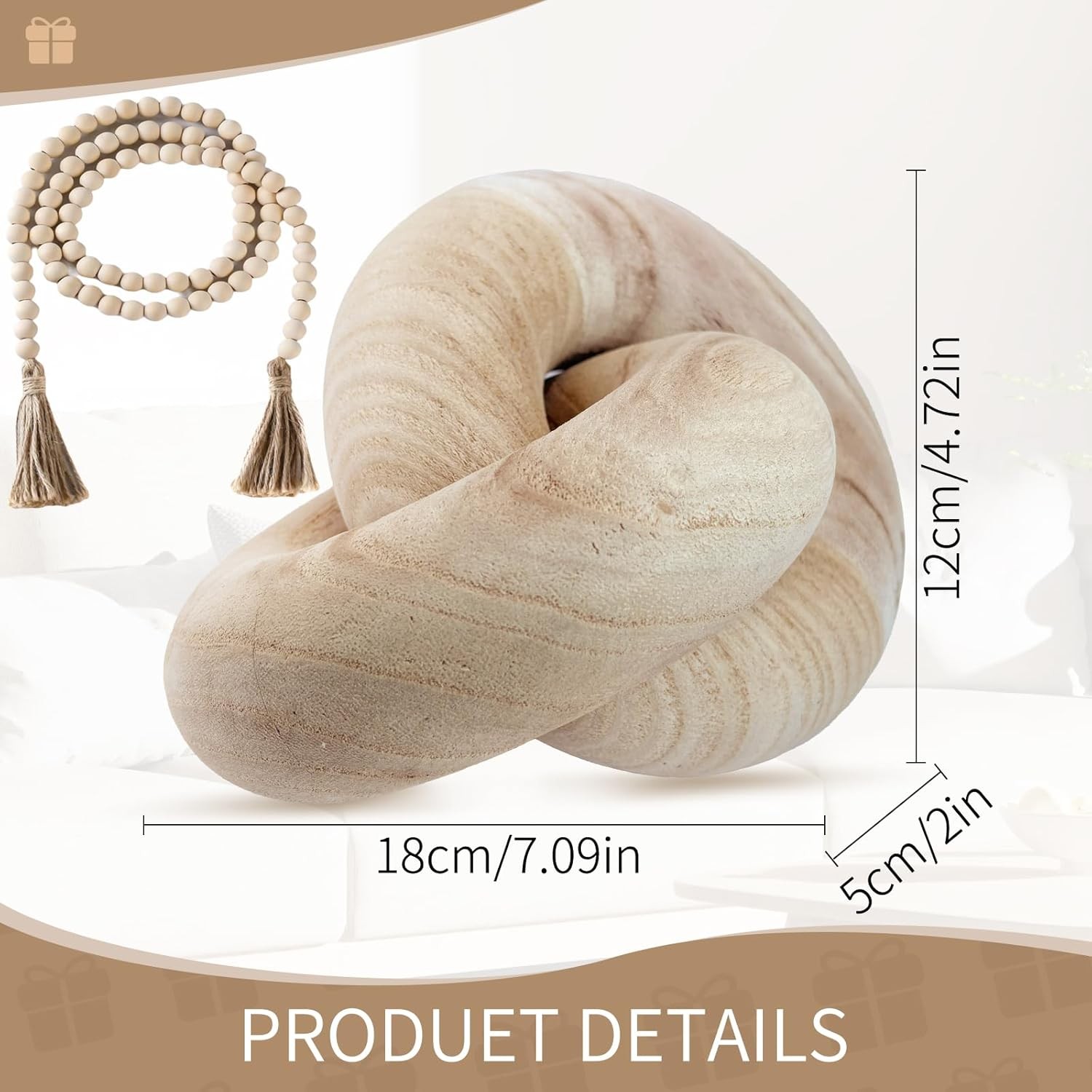Two decorative wooden chains with 58-inch face packaging, bohemian style