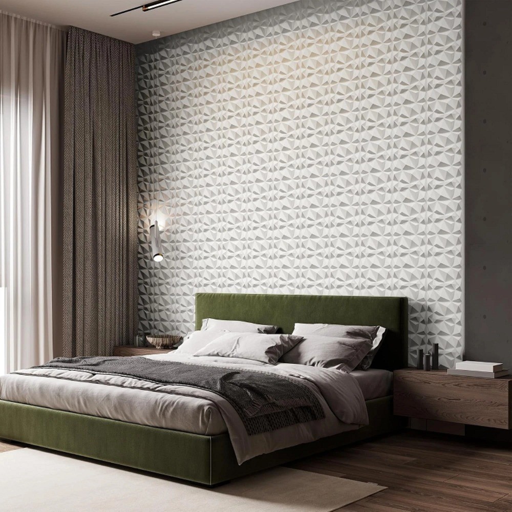 10PCS 3D Wall Panels Diamond Design Textured Accent PVC Wall Background Decor