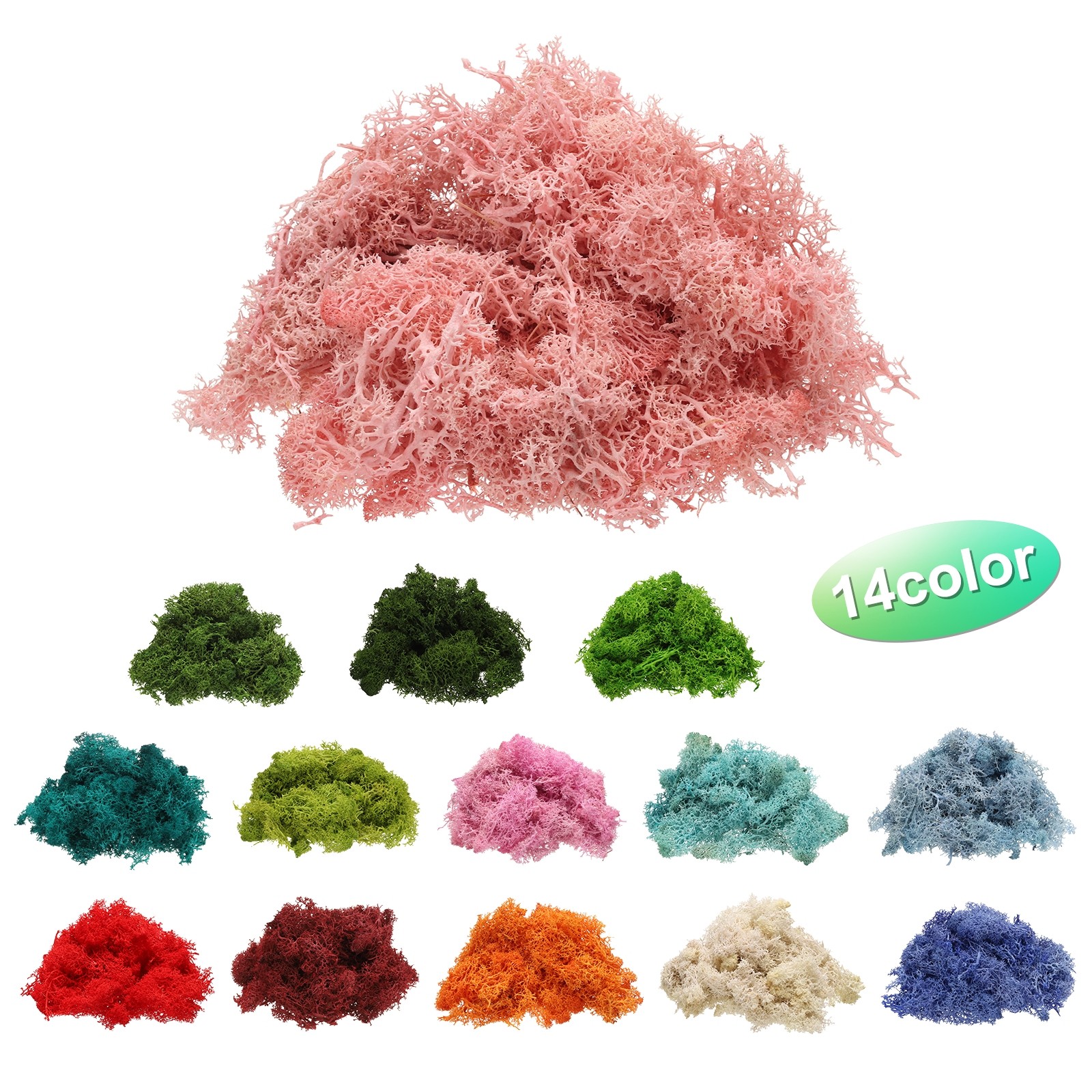 Preserved Reindeer Moss 4 OZ Fake Moss for Crafts Light Pink