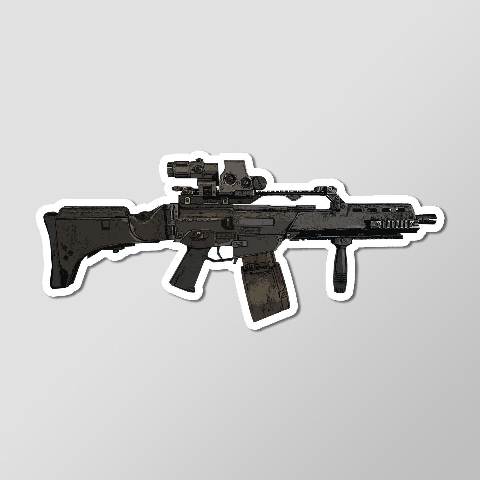 G36K Drum Mag Gun Art – Laptop Sticker Vinyl 4″ Wide
