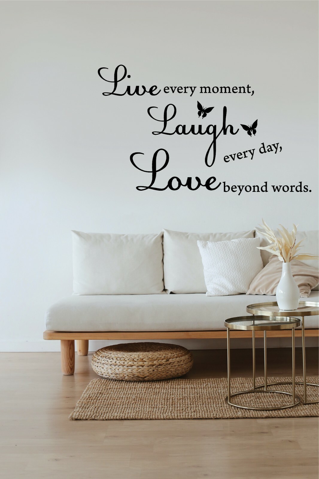 Live Every Moment, Laugh Every Day, Love Beyond Words Wall Quote Vinyl Decal