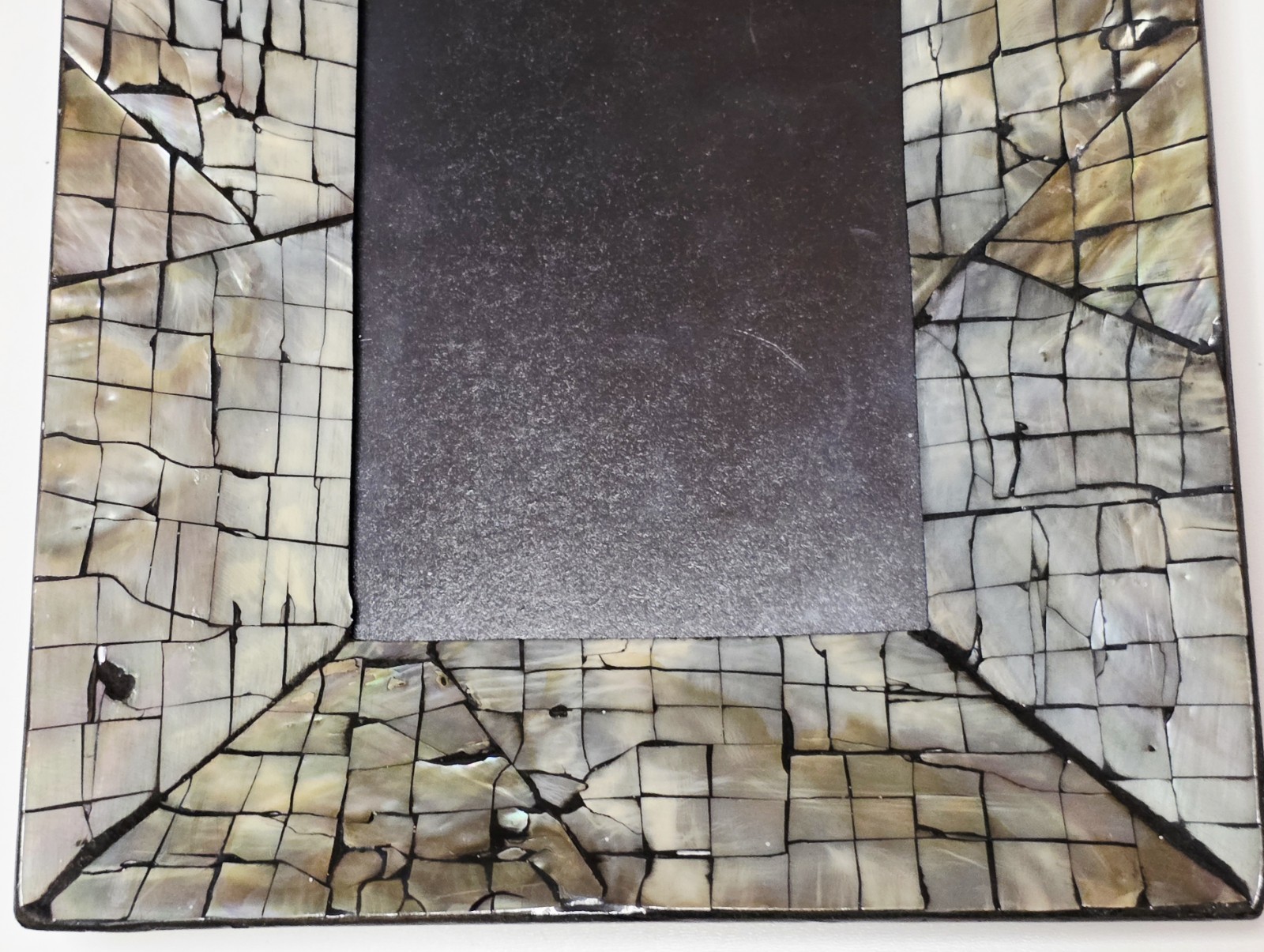 Handcrafted Shimmering Shell Picture Frame Mosaic Crackle 9×7 Vietnam Vtg