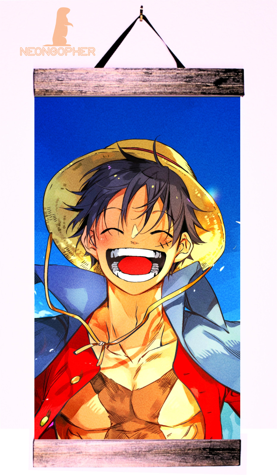 12″x18″ Custom Canvas Wall Scroll Anime One Piece Solid Wood ws37
