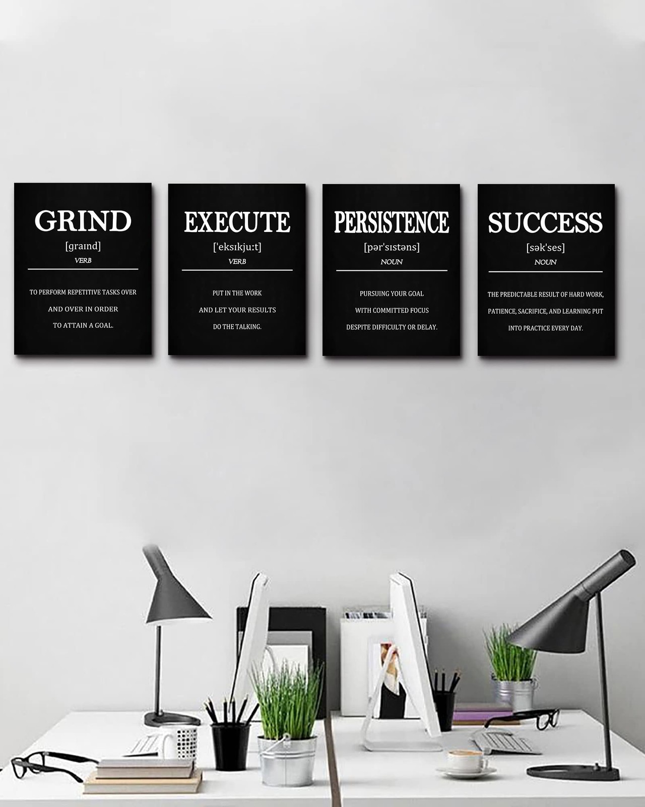 Inspirational Office Canvas Wall Art with Wooden Frames,Motivational Wall Dec…
