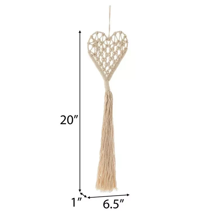 Tassel Heart Macrame Wall Decor – Cream Color or Sage