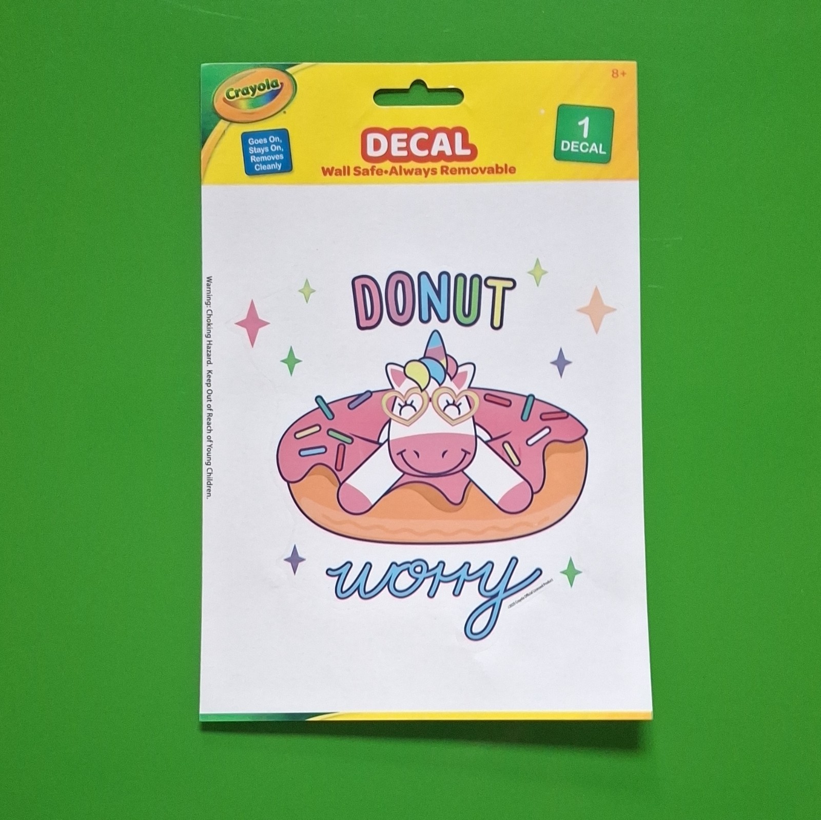 Crayola Removable Vinyl Wall Decal “Donut Worry” Unicorn, Kids Multicolor