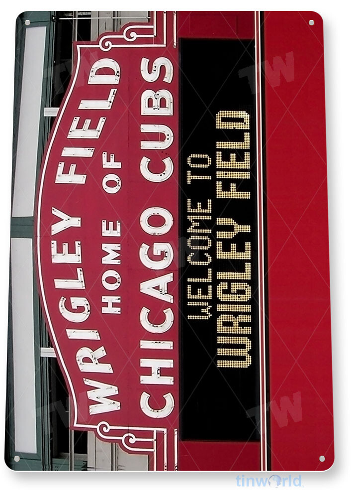 TIN SIGN Wrigley Field Chicago Cubs Baseball Field Sign A192