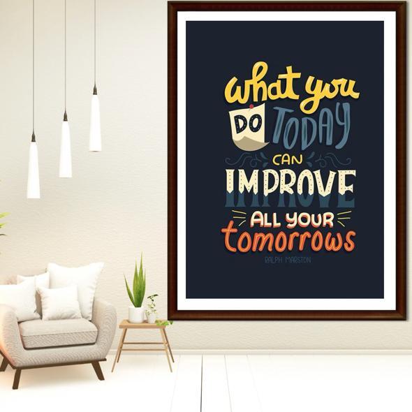 Productive Quote Improve Your Tomorrows Canvas Wall Art Home Decor