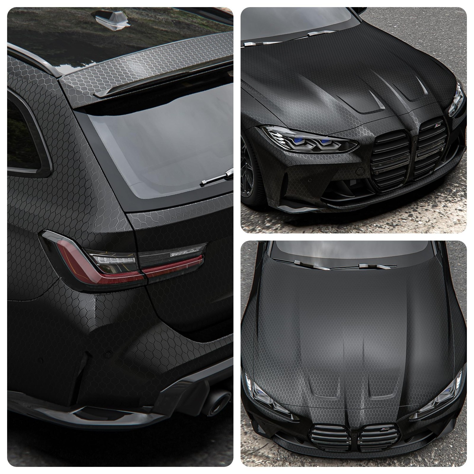 Lypumso Honeycomb Carbon Fiber Vinyl Wrap, Hex Pattern Vinyl Car Wrap with Ai…