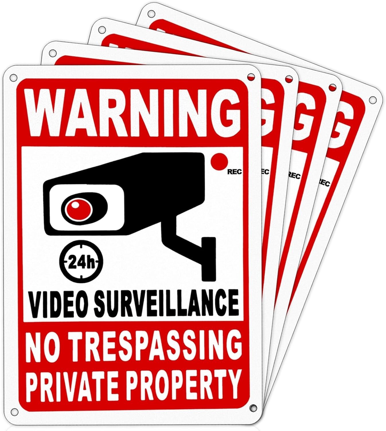 4-Pack Metal No Trespassing Signs Private Property 10 x 7 inch Rust Free 0.04
