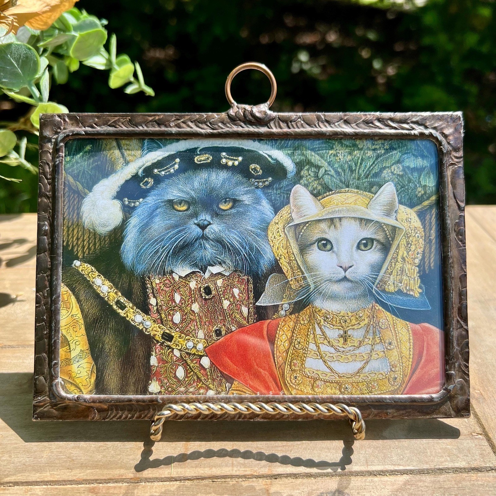 Unique Vintage Cat Art Metal Hanging Mirror