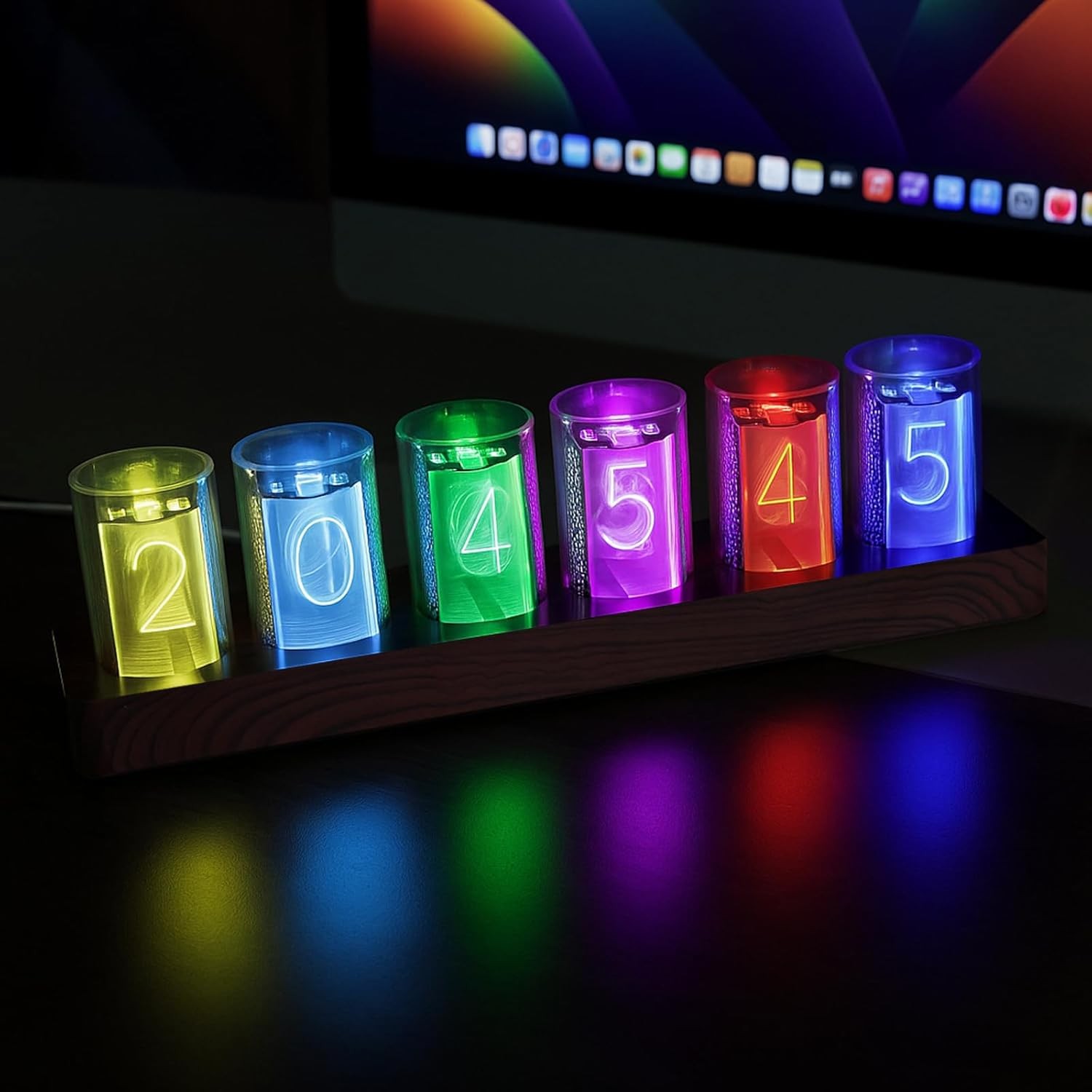 Nixie Tube Clo, Desk Digital Clos with 7 Modes Display, Glow Tube