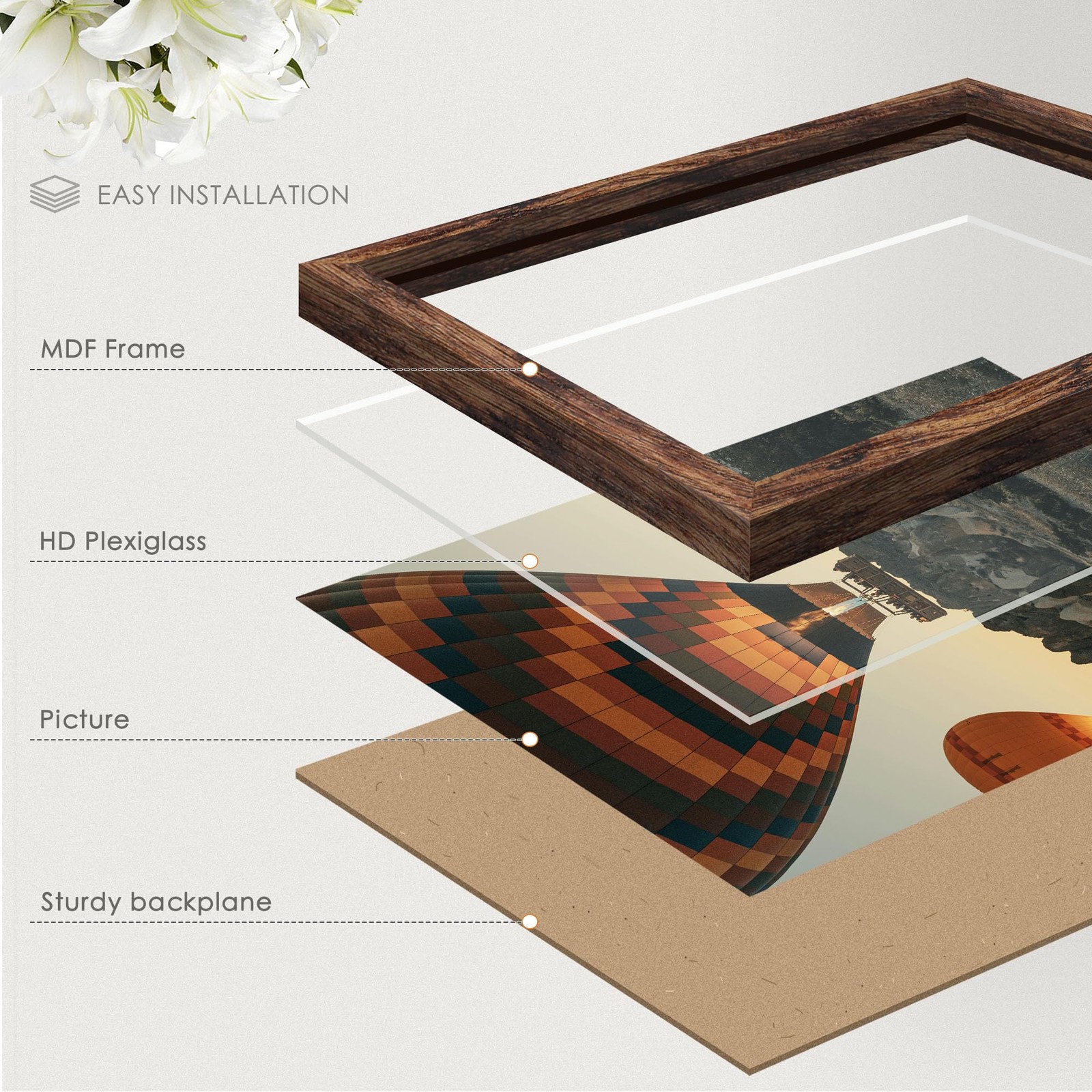 17×24 Picture Frame, Classic Brown 17 x 24 Poster Frame for Horizontal or Ver…