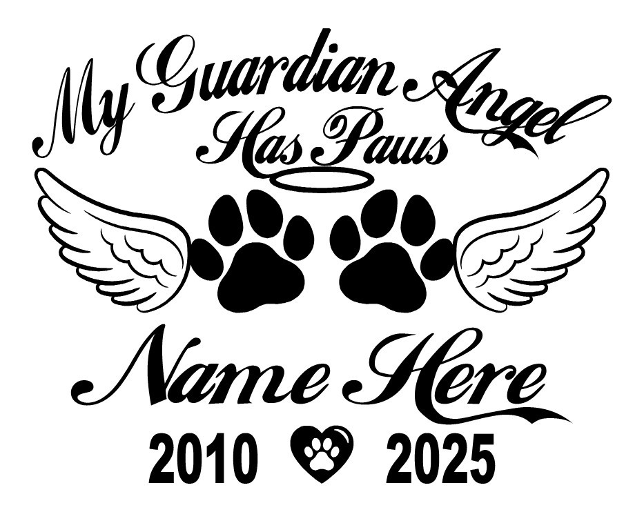 Pet Memorial Decal My Guardian Angel Has Paws | Personalized Dog Cat Car Sticker