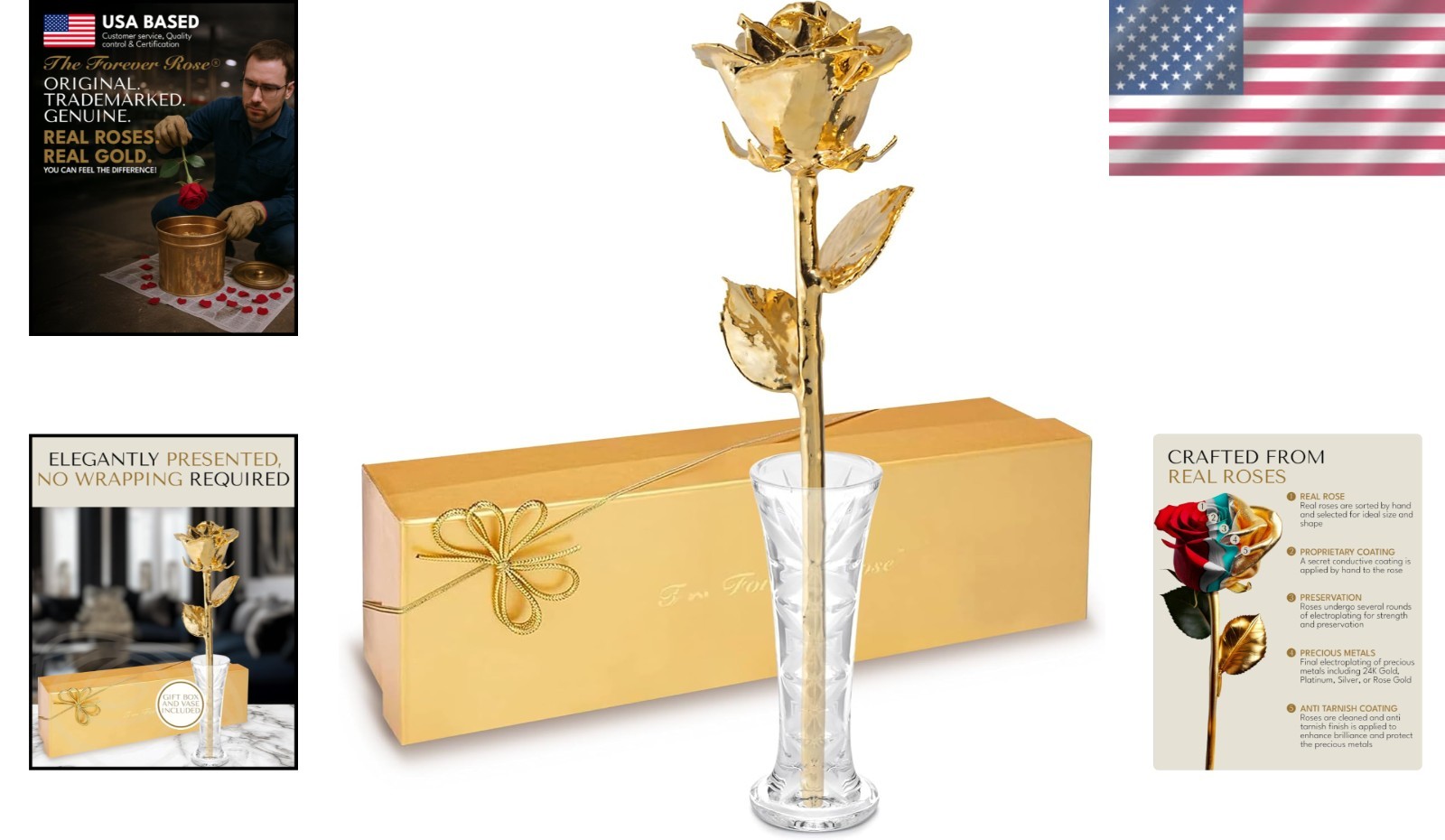 Unique 24K Gold Rose in Glass Vase – Timeless Keepsake for Anniversaries & More