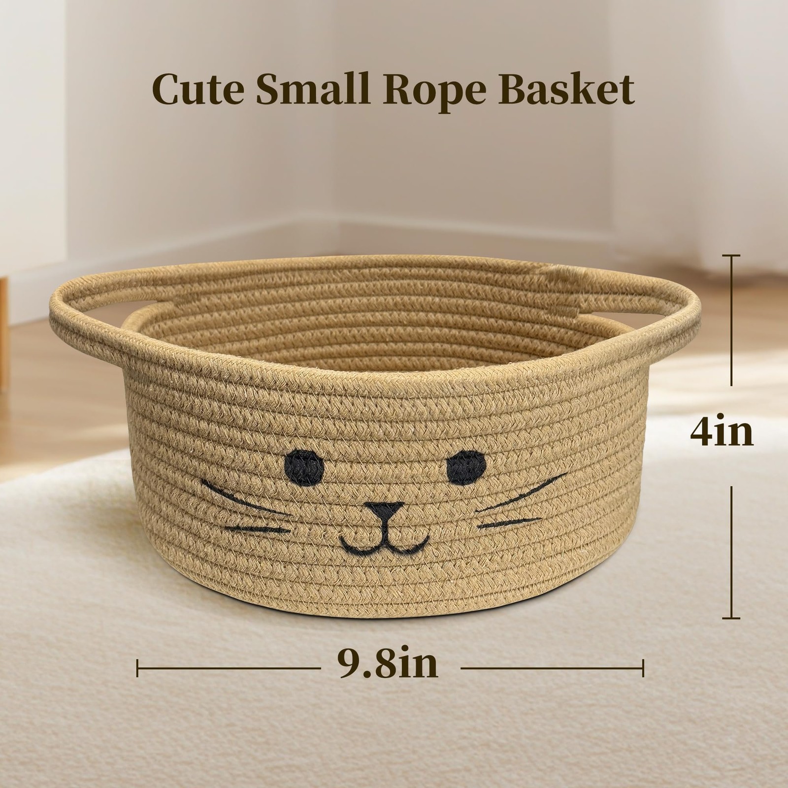 BYLSSNUK 9.8″ x 4″ Small Cat Toy Basket – Baskets for Gifts 9.8″D x 4″H, Jute