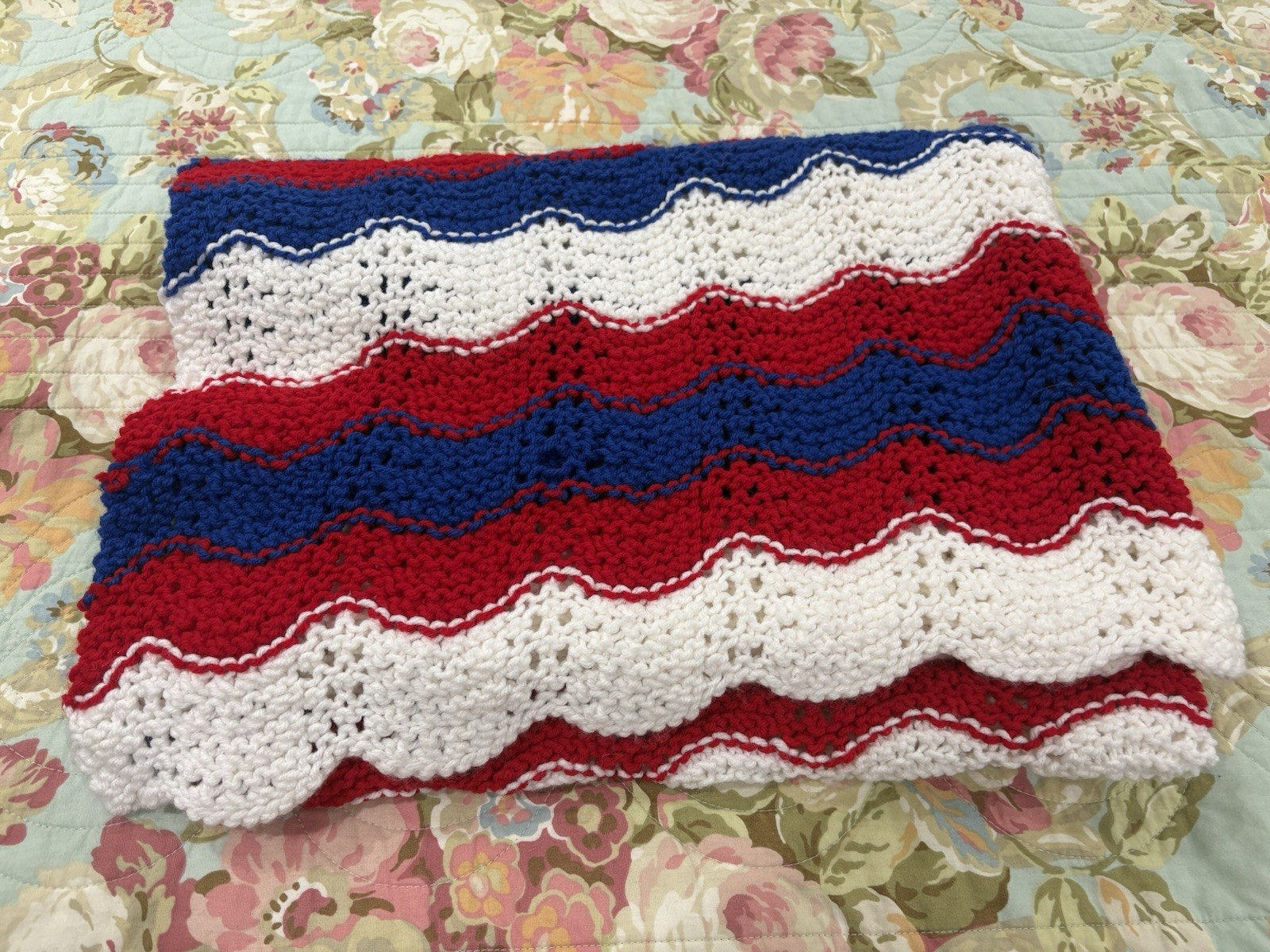 Vtg Red White Blue Stripe America 250 Patriotic Lap Blanket Sofa Throw 56”x36”i