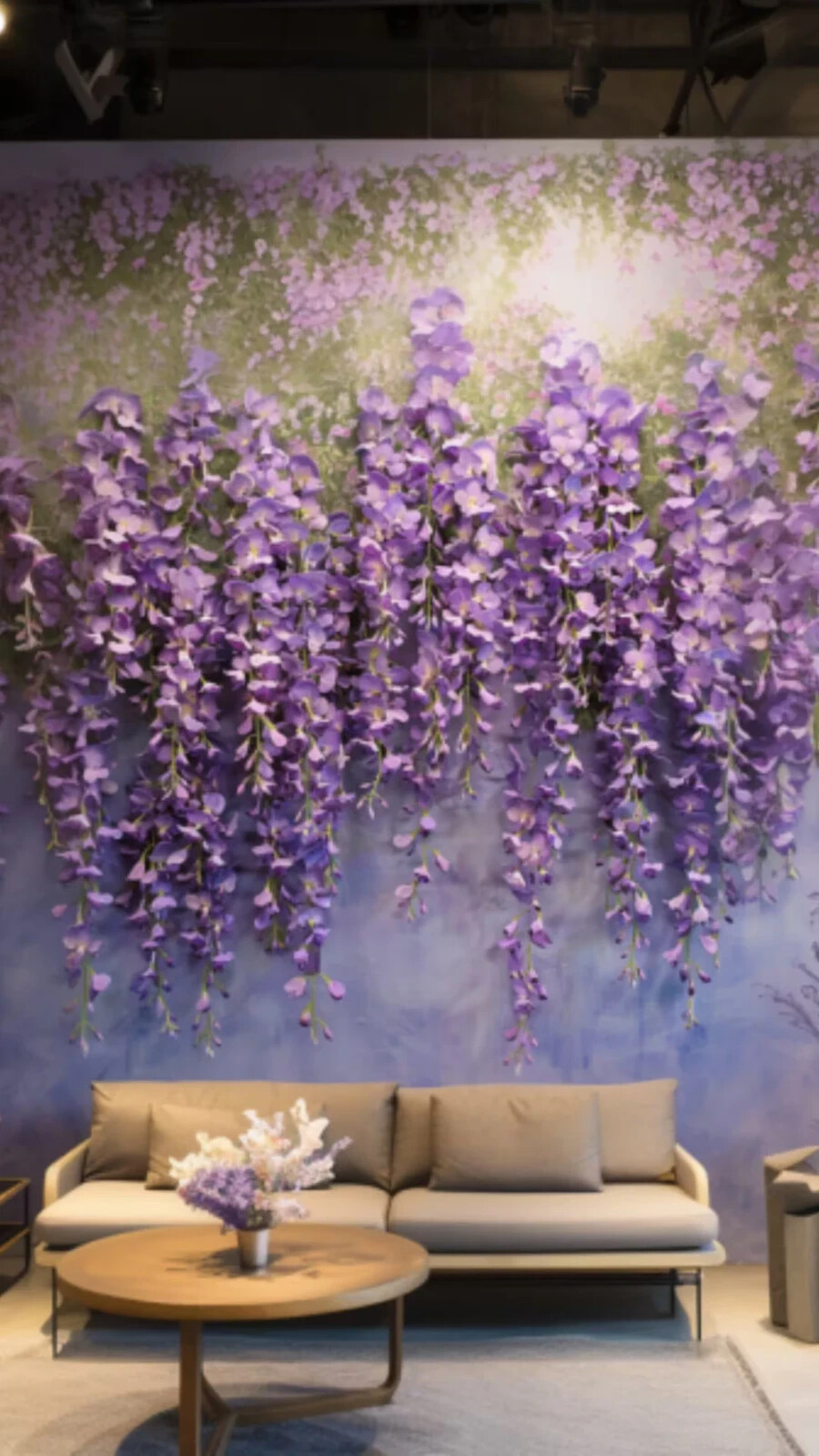 Hanging Faux Purple Wisteria Wedding Floral Decor – 24 pcs, 72 Branches Total