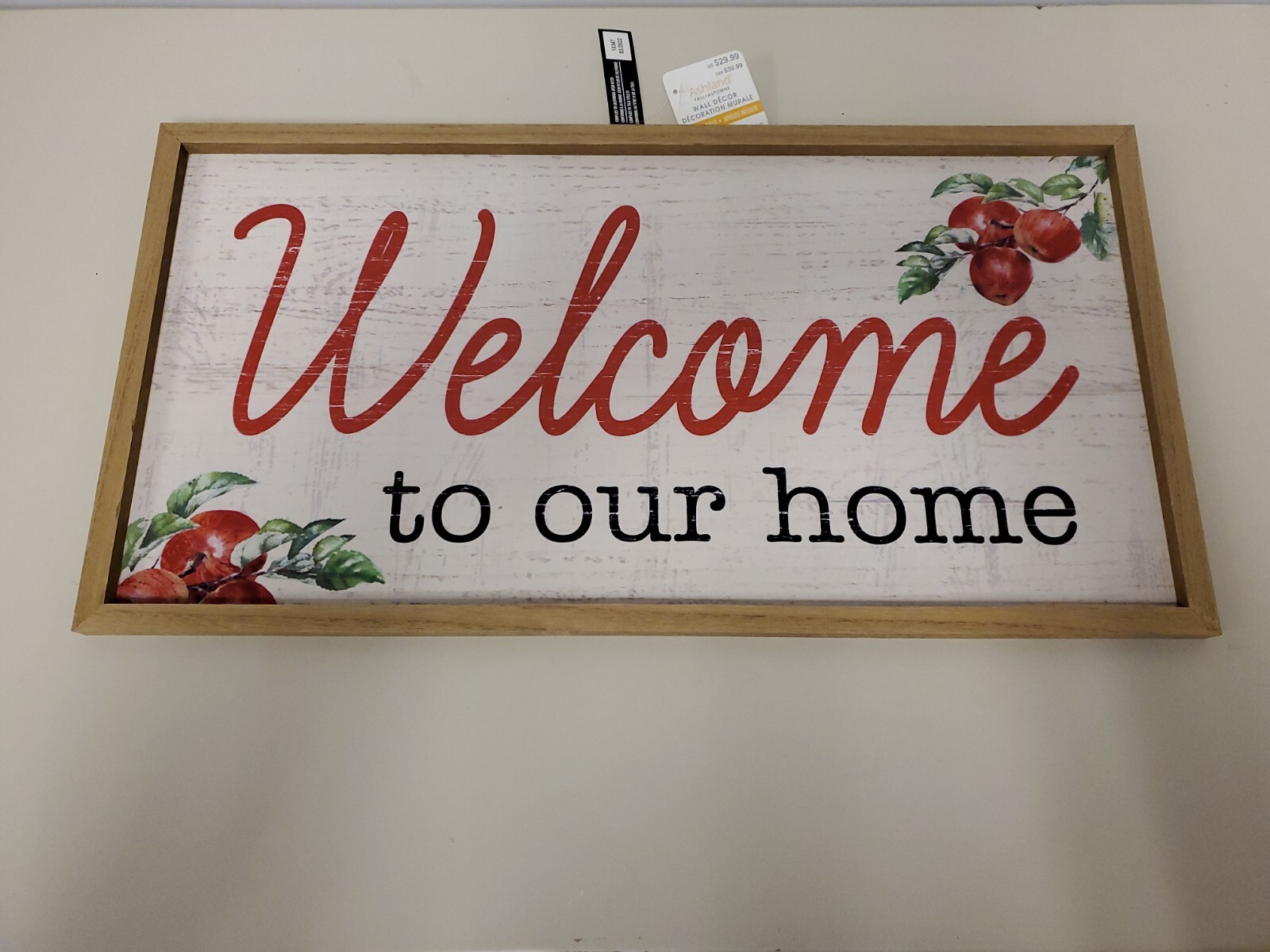 Ashland Welcome to Our Home Wall Sign Apples – 24 x 13 x .5 In Tall Autumn