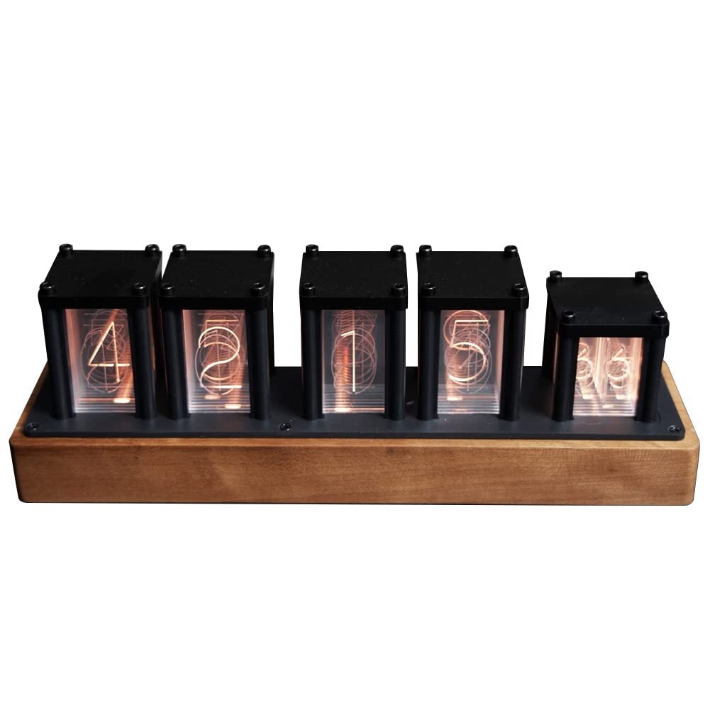 NIXIE TUBE CLOCKWOOD RGB DIGITAL CLOCKRETEO MODERN DESKTOP CLOCKDIY PSEUDO GLOW