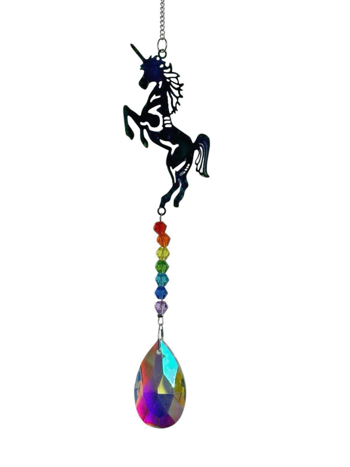 NEW sun catcher crystals rainbow colors hangs 13-15 inches UNICORN