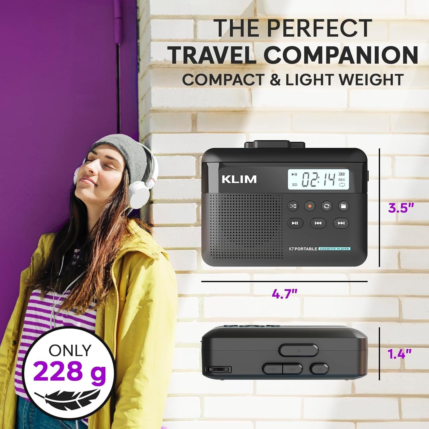 K7 Cassette Tape Player + Cassette to MP3 Converter + Portable Cassette Player +