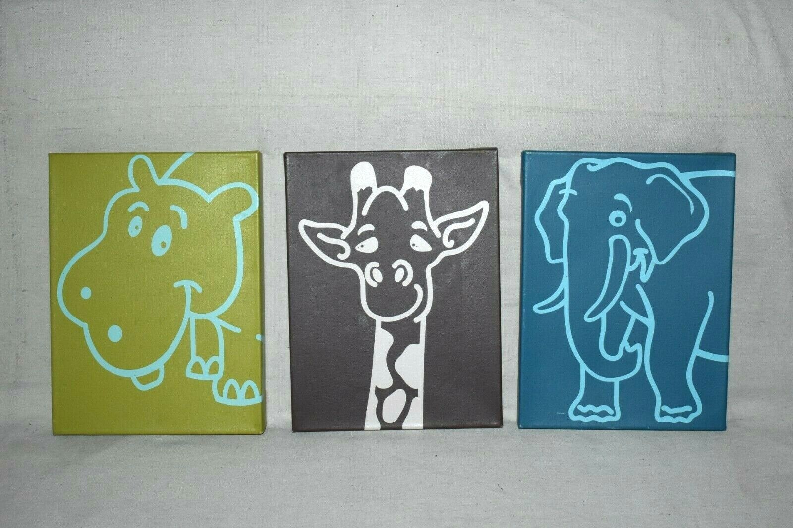 JEETO Funny Animals Canvas for Kids Room Nursery Wall Art Lot of 3…