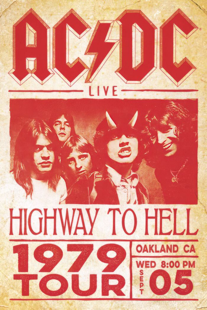 AC/DC – Music Poster (Highway To Hell – 1972 Tour Promo Poster) (Size: 24 x 36″)