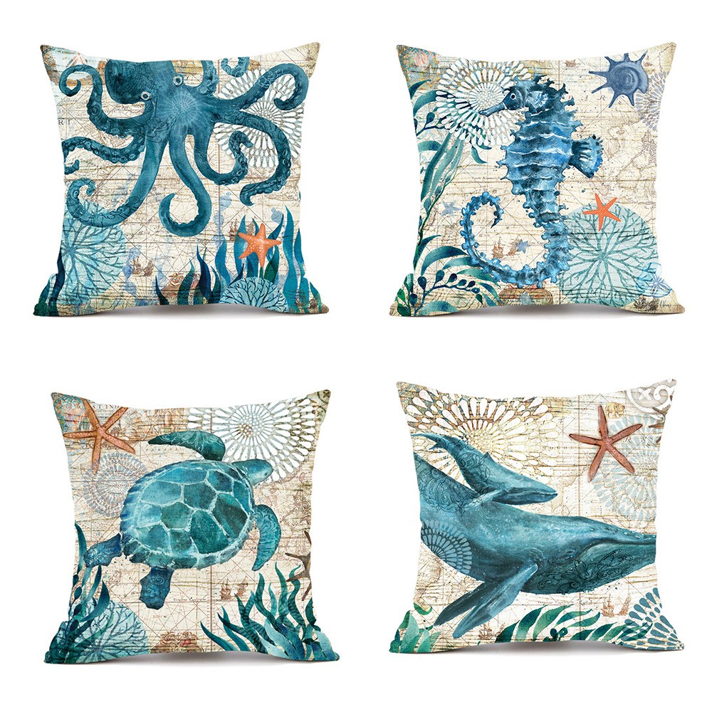 Cushion Covers Sea Turtle Printed Throw Pillow Cases For Home Decor Sofa Chair S