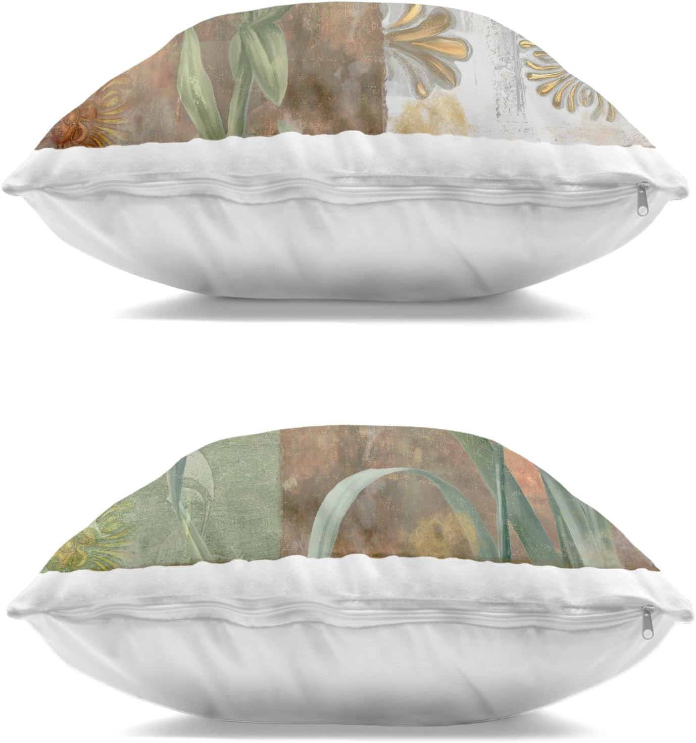 Lilies & Vintage Tile Indoor Throw Pillows – Green, 18×18, Set of 2
