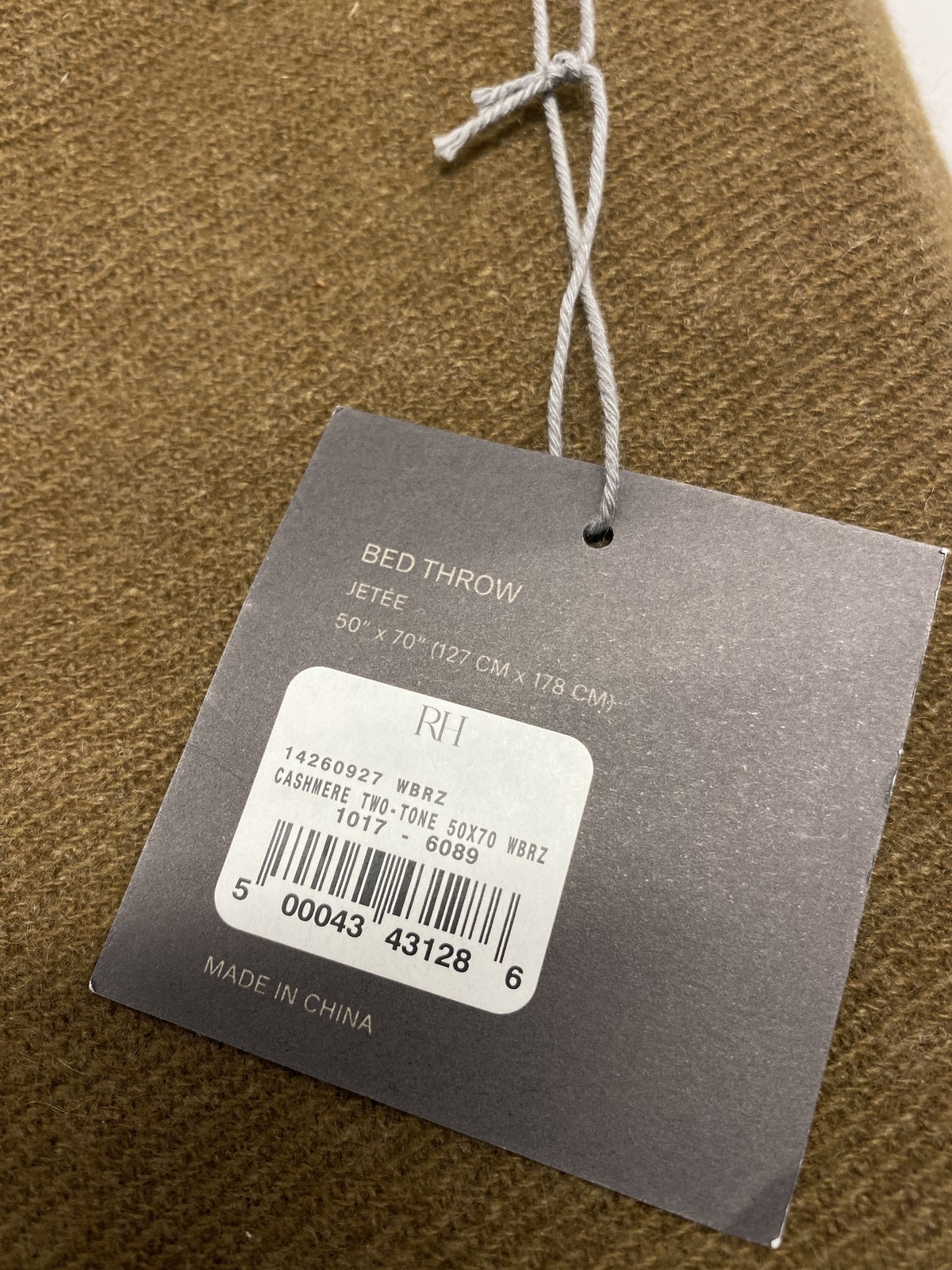 Restoration Hardware 50×70 in Cashmere Two-Tone Throw Wheat/Burnt Caramel