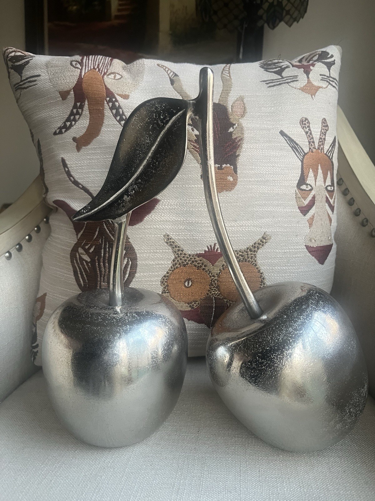 Real Metal Double Cherry Accent Decor. HIGH QUALITY