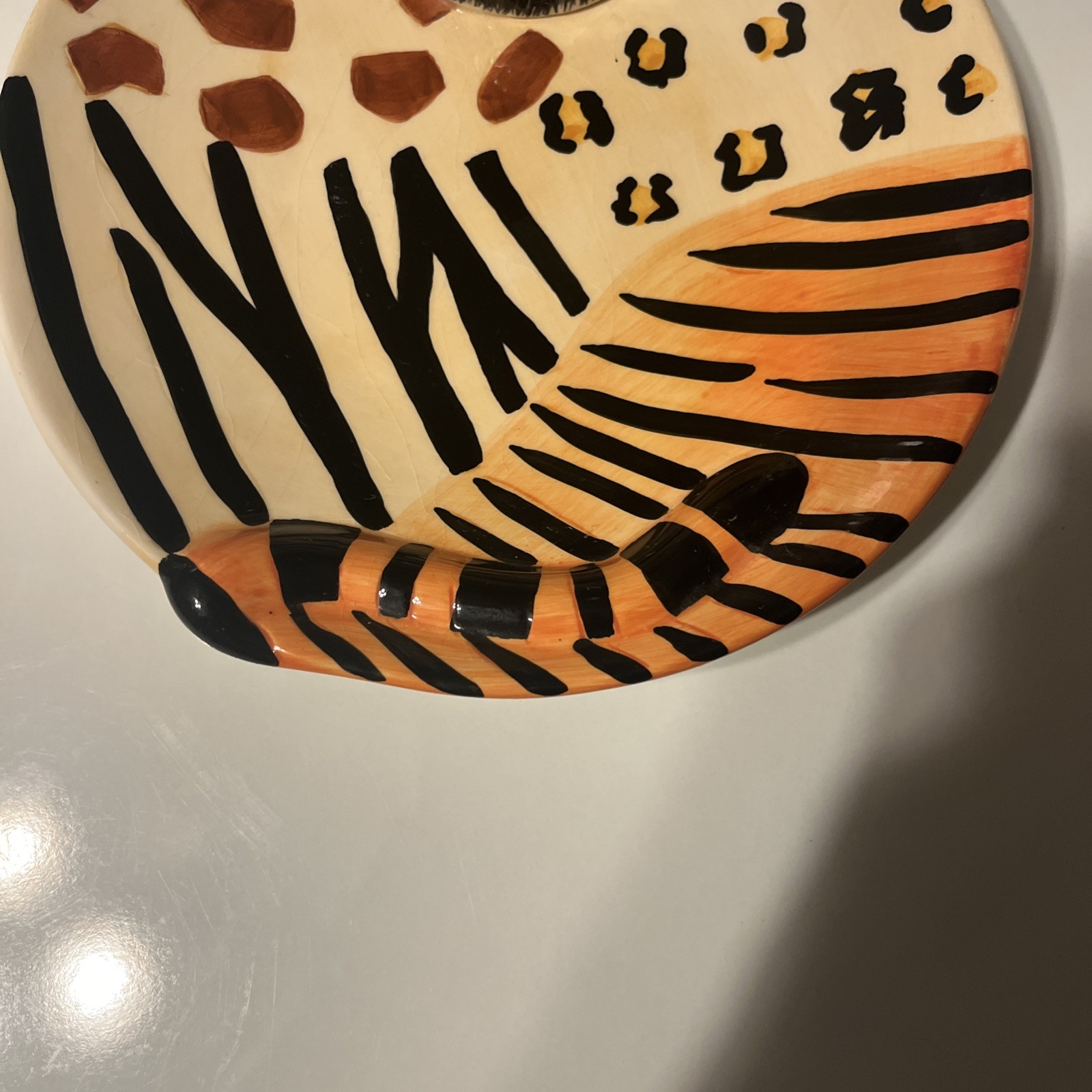 Vintage Lotus Animal Dish Tiger Decorative 3D Plate Dish 2000 Hand Wash Only