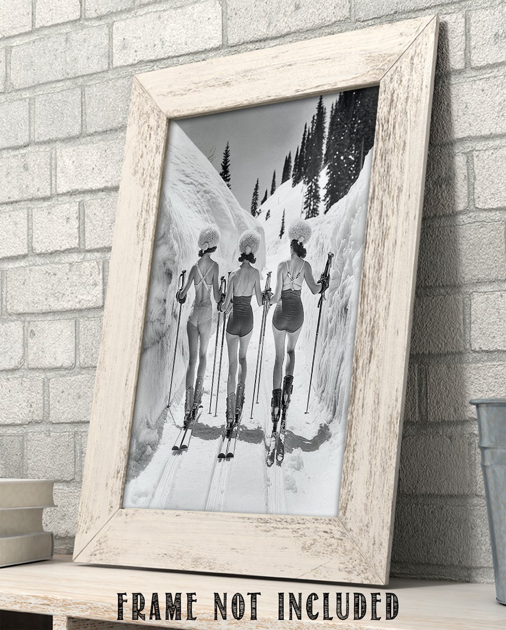Sexy Women Skiing Poster 11×14 Unframed Vintage Retro Ski Lodge Wall Art Print
