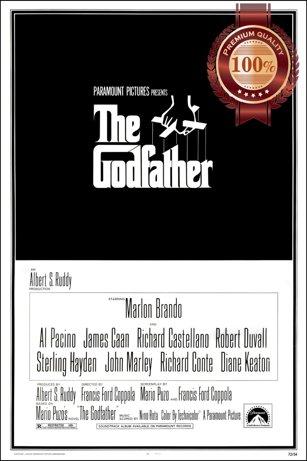 THE GODFATHER 1972 70s LOGO FONT ORIGINAL MOVIE FILM CINEMA PRINT PREMIUM POSTER