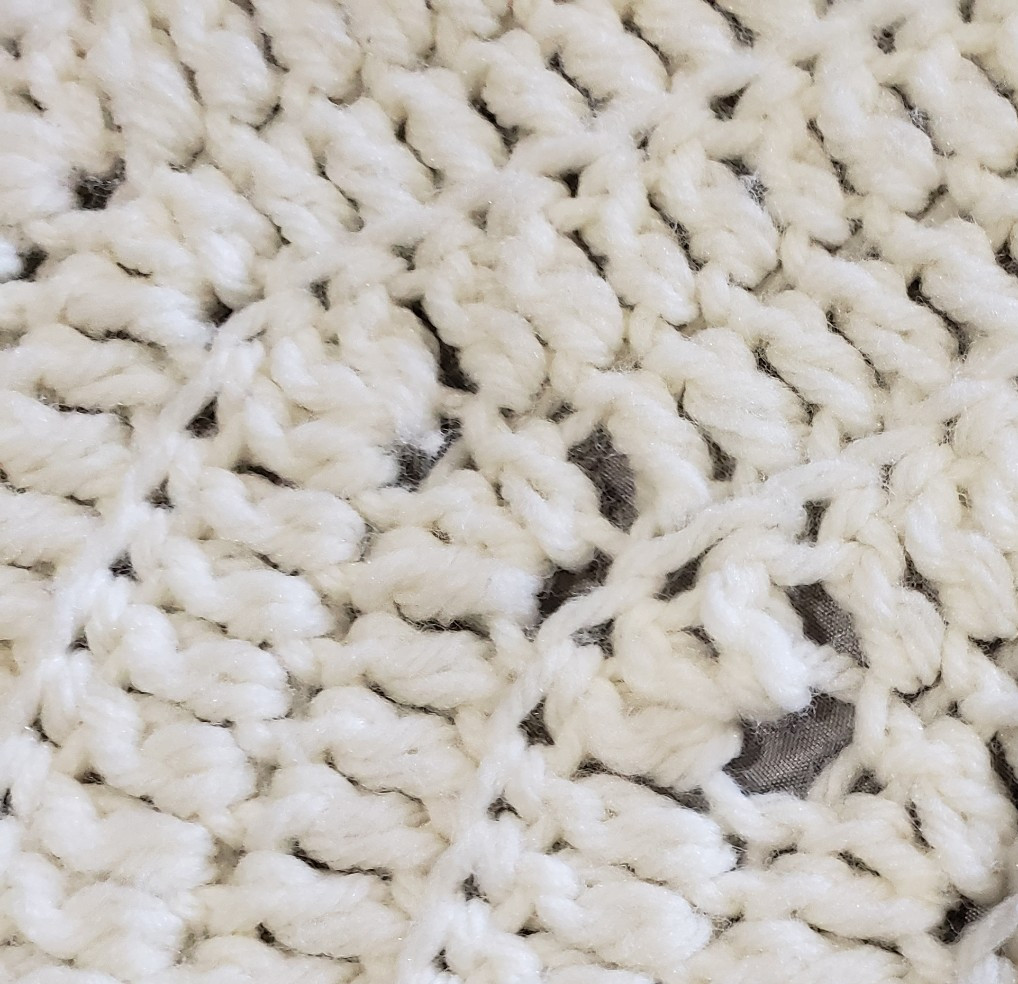 Crochet Afghan Throw Blanket 54×78 Cream Chevron Textured Knit Farmhouse Decor