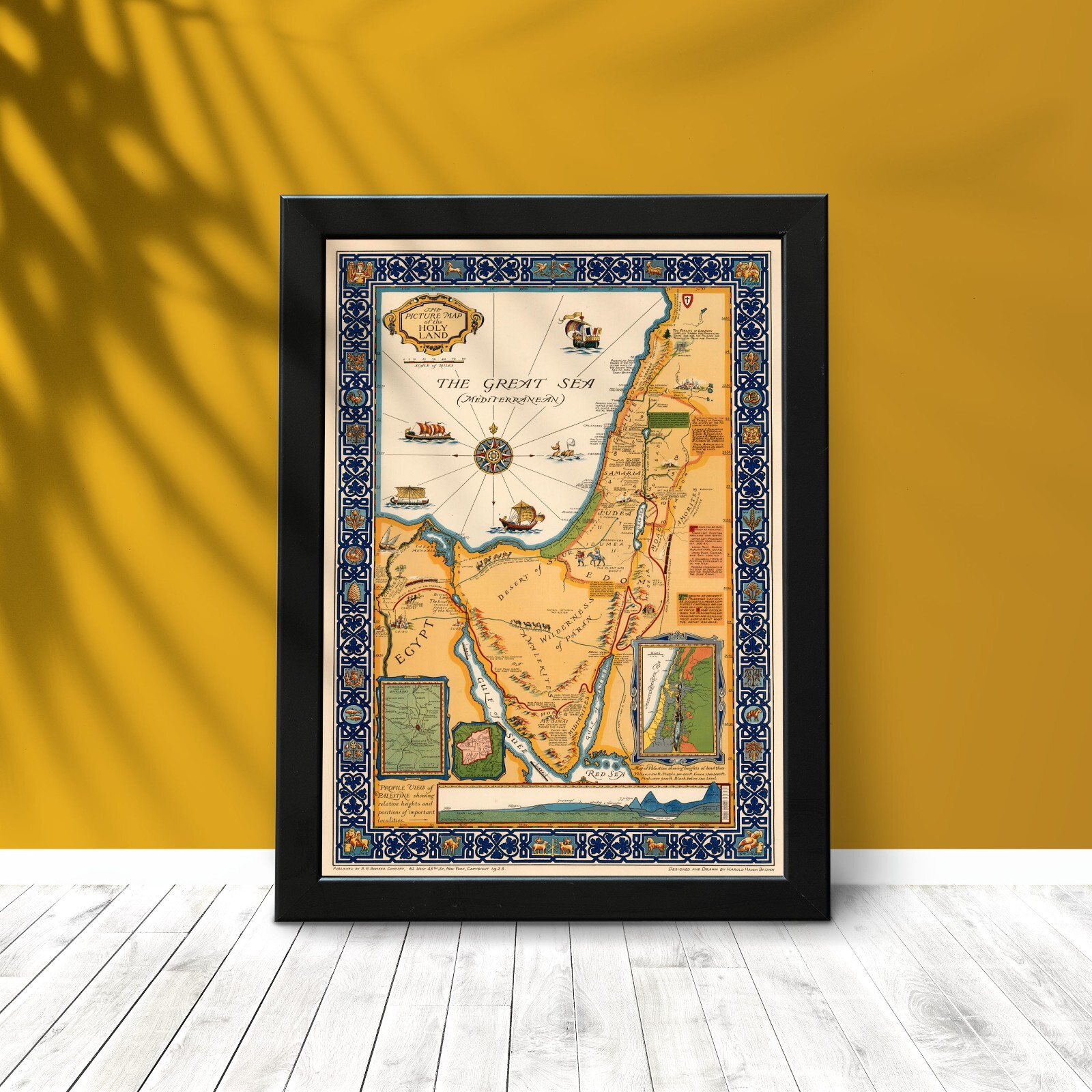 Biblical Map of the Holy Land Showing Places named in the New Testament c. 1928