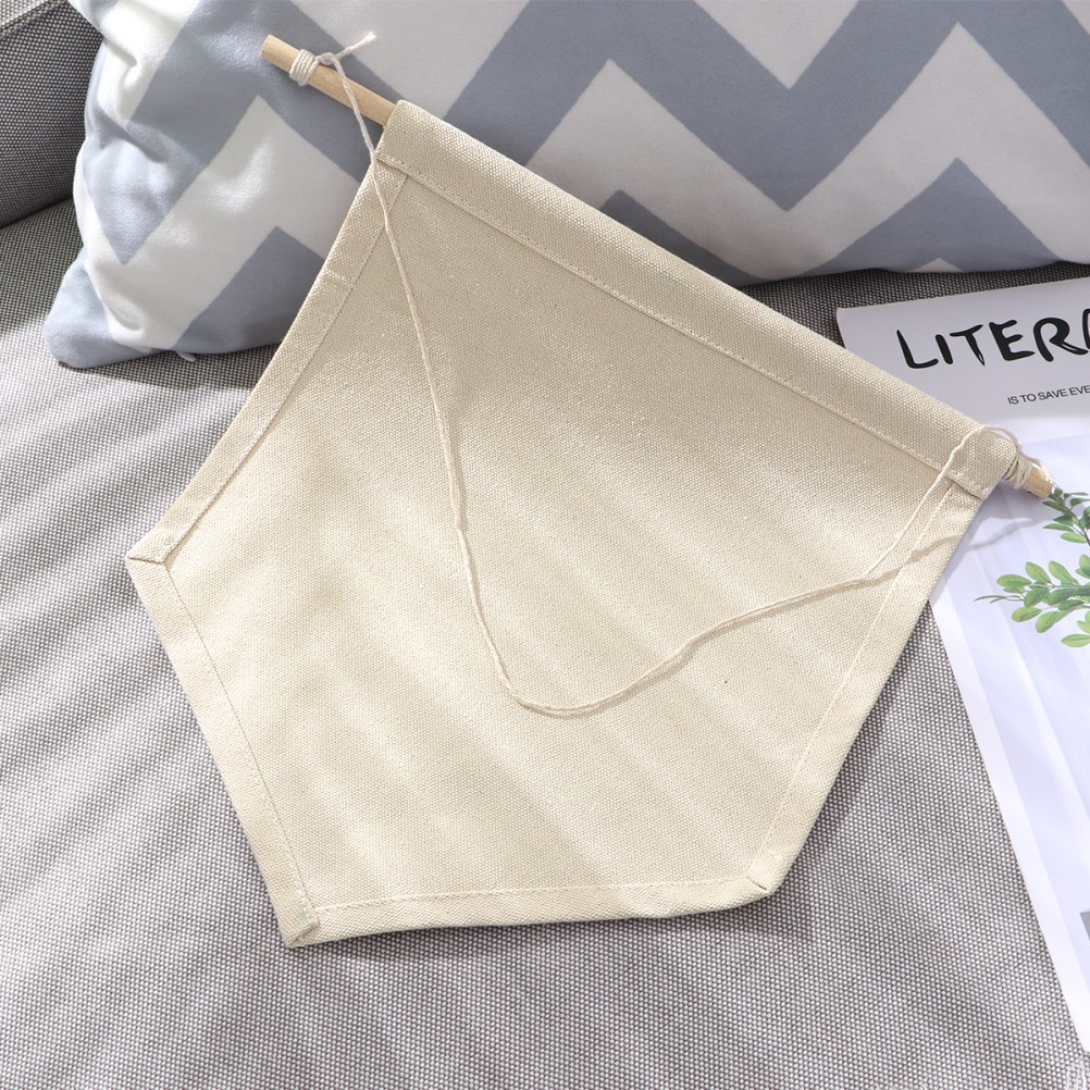 1Pcs Bamboo Canvas Pins Display Pennant Banner Beige Wooden Wall Hanging