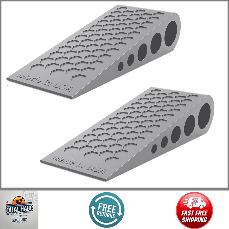 Heavy Duty Rubber Door Stopper Wedge Gray 2 Pack Floor Stop Made in USA