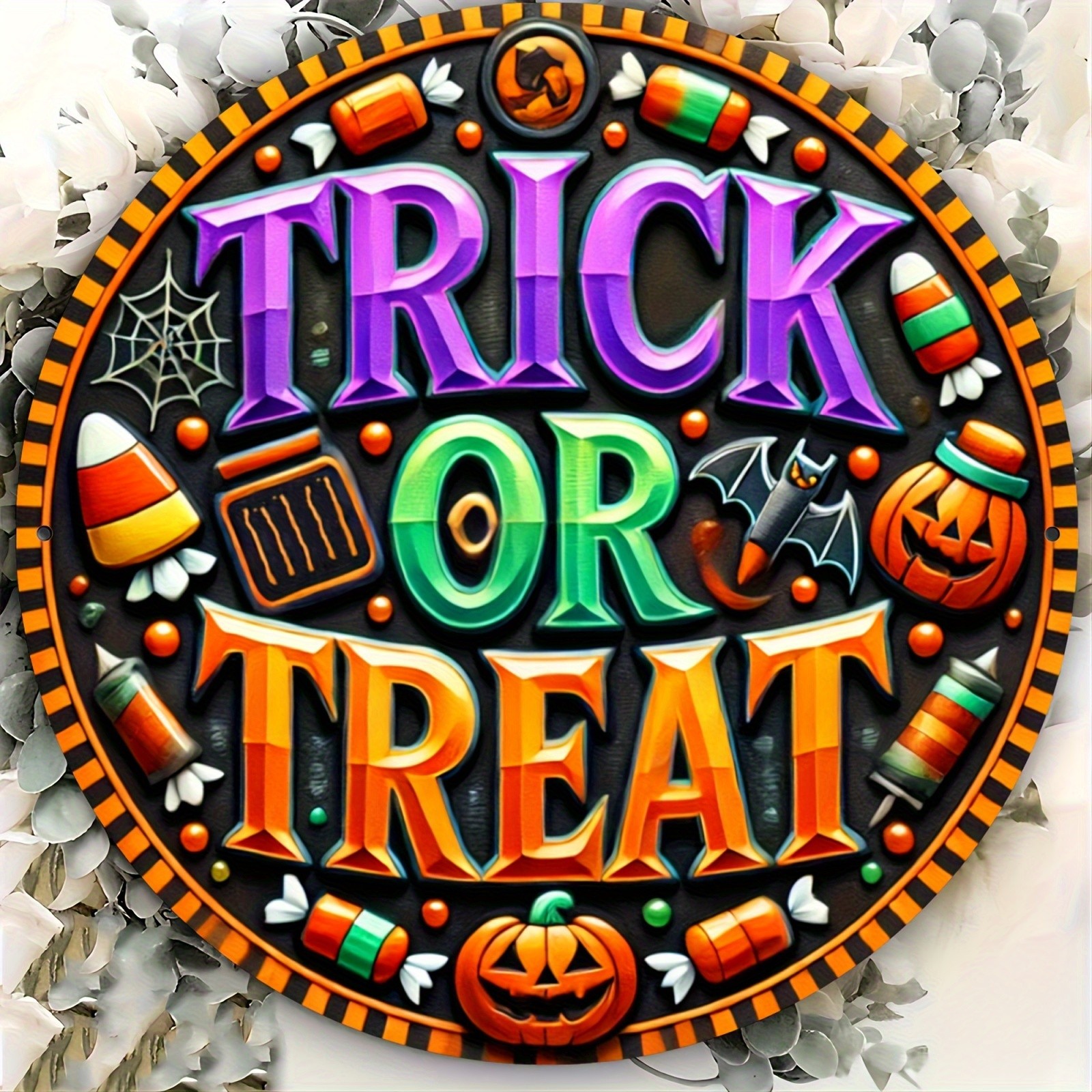 2D Flat – 1pc 8×8 inches Aluminum Halloween Prank or Collect Tin Metal Signs, Vi