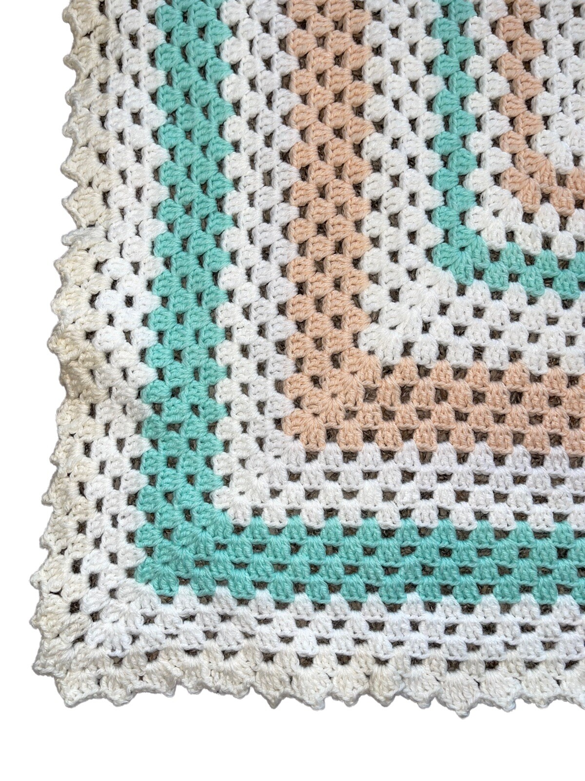 Handmade Crotchet Throw Baby Blanket Granny Square Vintage Unisex