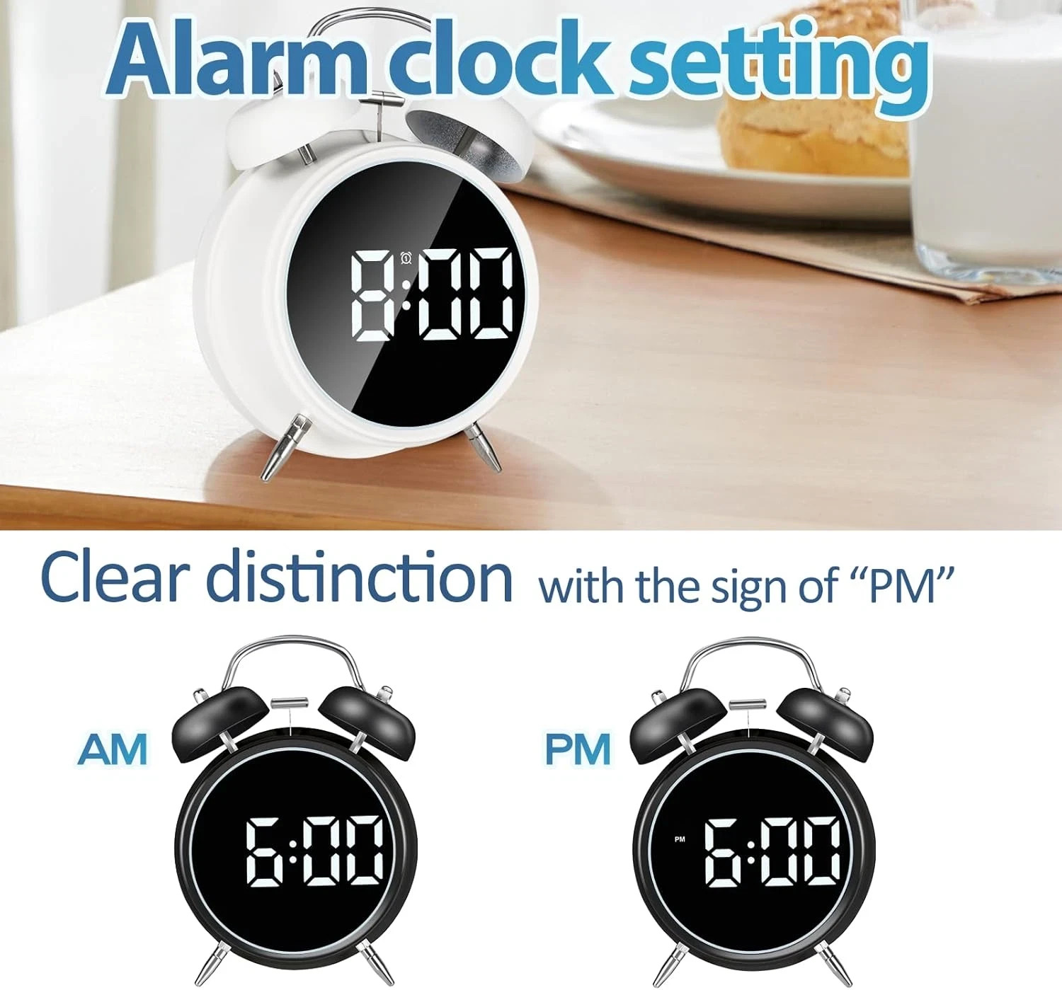 Extra Loud Alarm Clock for Heavy Sleepers Adults, Teens,Kids,Cute Retro Metal,Ol