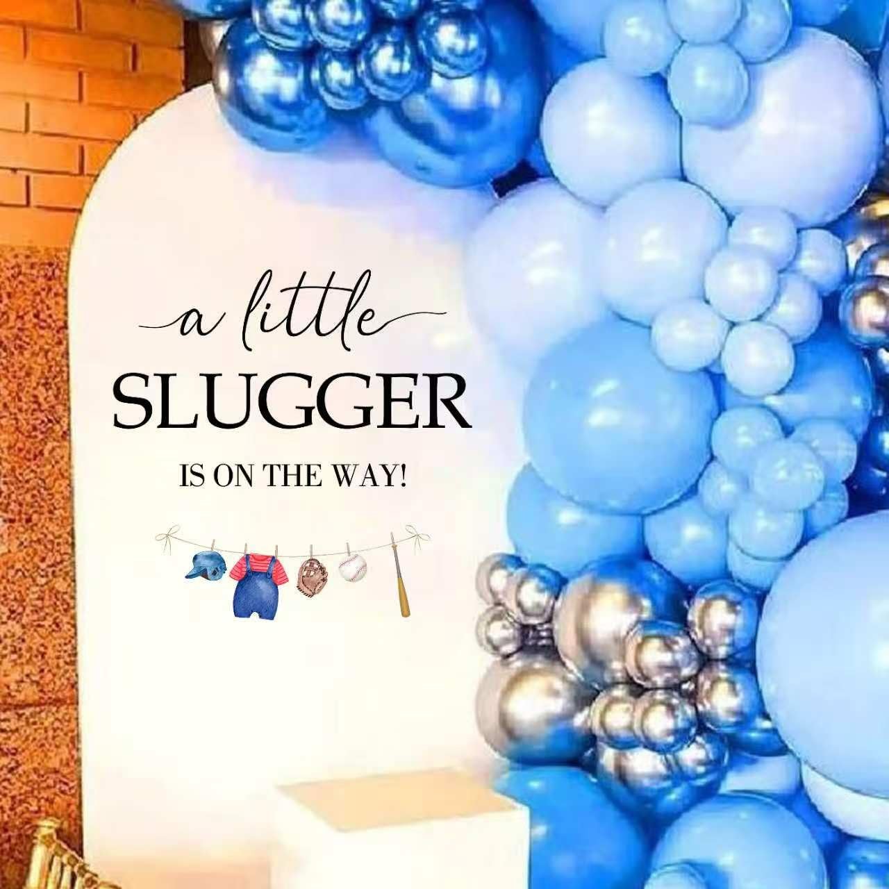 A Little Slugger is On The Way Decal – Baby Shower Backdrop Decorations, Gend…