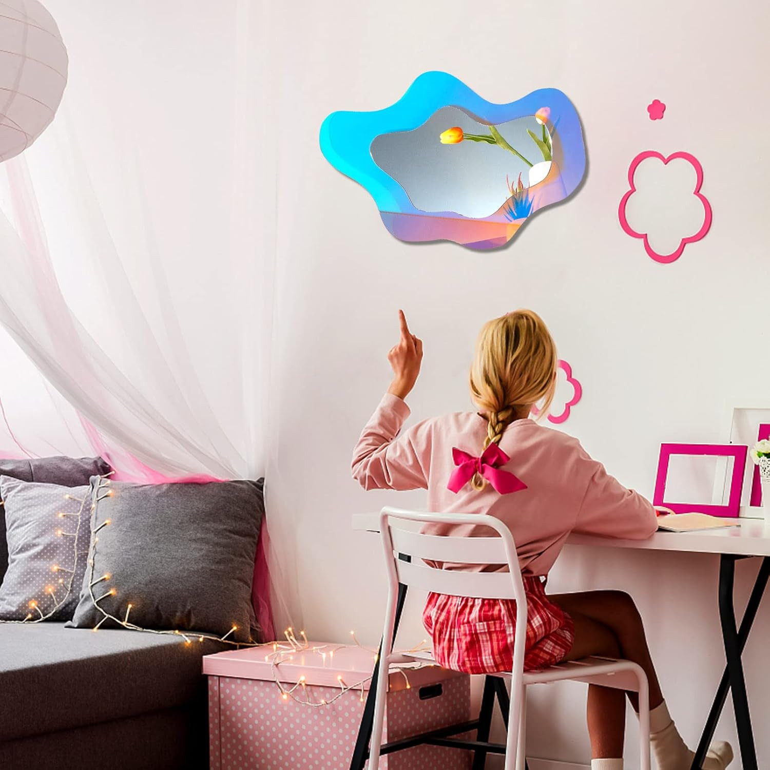 Irregular Wall Mirror Wavy Acrylic Rainbow Mirror Room Decor Aesthetic Mirrors A