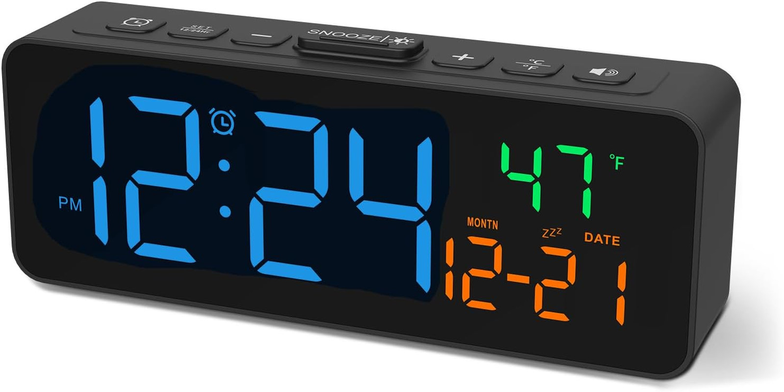 Netzu 3-in-1 Digital Clocks for Living Room with Temperature, Date & Time Displa